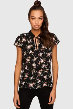 بلوز آستین کوتاه گلدار