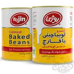 روژین کنسرو لوبیا چیتی با قارچ در سس گوجه فرنگی 420 گرم