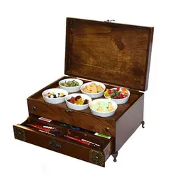 جعبه پذیرایی کشودار گردویی (حاوی انواع دمنوش) کد 06210