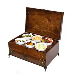 جعبه پذیرایی کشودار گردویی (حاوی انواع دمنوش) کد 06210