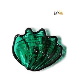 کاسه کریستال طرح صدف - رنگ سبز زمردی