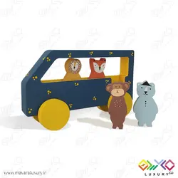 اکسسوری و اسباب بازی چوبی کودک طرح اتوبوس جنگلی حیوانات MKids59