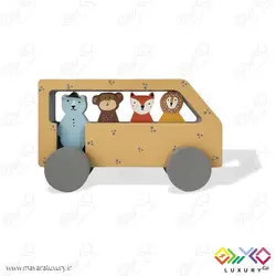 اکسسوری و اسباب بازی چوبی کودک طرح اتوبوس جنگلی حیوانات MKids59