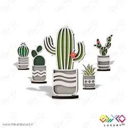 ست تزئینی کاکتوس مینیاتوری چوبی MD042