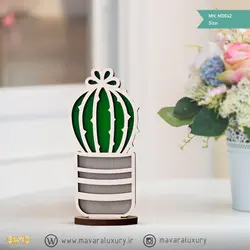 ست تزئینی کاکتوس مینیاتوری چوبی MD042