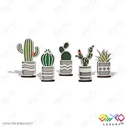 ست تزئینی کاکتوس مینیاتوری چوبی MD042