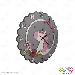 ساعت دیواری اتاق کودک طرح پرنسس تک شاخ MKids62