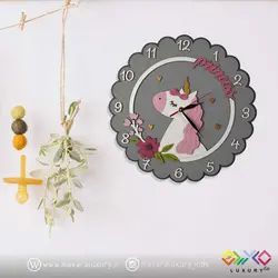 ساعت دیواری اتاق کودک طرح پرنسس تک شاخ MKids62