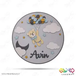 دیوارکوب و ساین اسم کودک مدل تدی خرسه MKids69