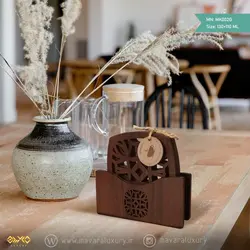 زیر فنجانی چوبی طرح ماندالا MK002G