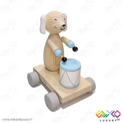 اکسسوری و اسباب بازی چوبی کودک طرح سگ طبل زن MKT14