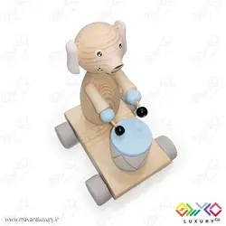 اکسسوری و اسباب بازی چوبی کودک طرح سگ طبل زن MKT14