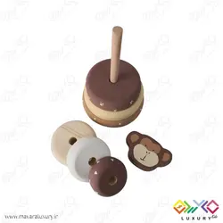 اسباب بازی چوبی طرح برج هوش حیوانات میمون MKids56