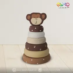 اسباب بازی چوبی طرح برج هوش حیوانات میمون MKids56