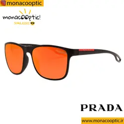 عینک پرادا D20803 مشکی مات، لنز نارنجی (آینه ای)