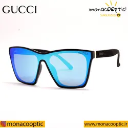 عینک آفتابی گوچی D2117 مشکی براق-لنز قهوه ای، جیوه آبی