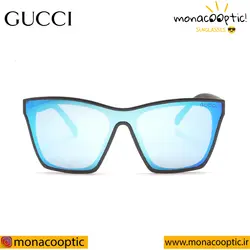 عینک آفتابی گوچی D2117 مشکی براق-لنز قهوه ای، جیوه آبی