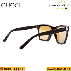 عینک آفتابی گوچی D2117 مشکی براق-لنز قهوه ای، جیوه آبی