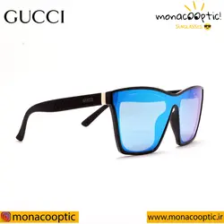 عینک آفتابی گوچی D2117 مشکی براق-لنز قهوه ای، جیوه آبی