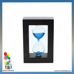 ساعت شنی قاب چوبی آبی سایز متوسط کد P0014