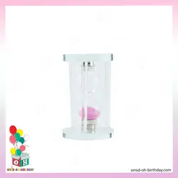ساعت شنی شیشه ای صورتی سایز متوسط کد P0005