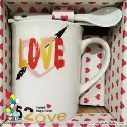 ماگ قاشق دار طرح 520 Love  کد F0023