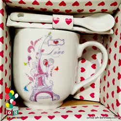 ماگ قاشق دار طرح ایفل LOVE کد F0024