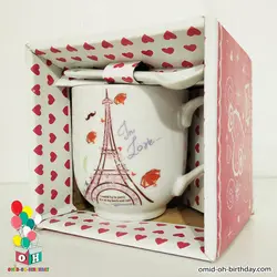 ماگ قاشق دار طرح ایفل In Love کد F0026