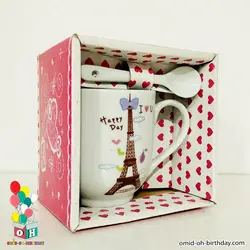 ماگ قاشق دار طرح ایفل Happy Day کد F0030