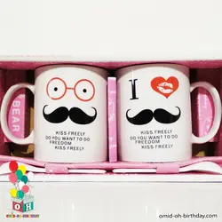 ست ماگ قاشق دار طرح سبیل kiss freely کد F0019
