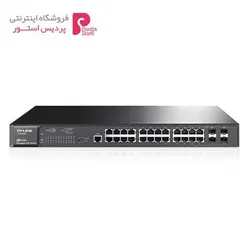 سوییچ مدیریتی گیگابیتی 24 پورت PoE Plus تی پی-لینک به همراه 4 پورت Combo SFP مدل TL-SG3424PTP-LINK TL-SG3424P JetStream 24-Port Gigabit L2 Managed PoE Plus Switch with 4 Combo SFP Slots