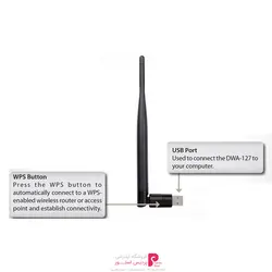 کارت شبکه USB و بیسيم دی-لينک DWA-127D-Link DWA-127 Wireless N150 High Gain USB Adapter
