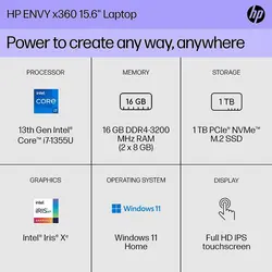 لپ تاپ اچ پی HP Envy X360 i7(1355u) 16Gb 512Gb iris