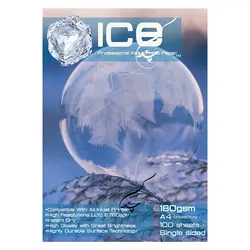 کاغذ فتوگلاسه ۱۸۰ گرم براق ۱۰۰ برگی سایز A4 برند ICE