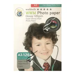 کاغذ گلاسه 120 گرم براق 100 برگی سایز A3