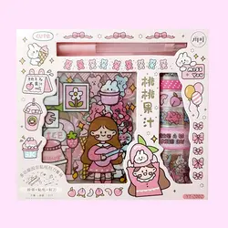 ست 15 تکه چسب واشی و استیکر ورقه ای به همراه کاتر طرح اسموتی