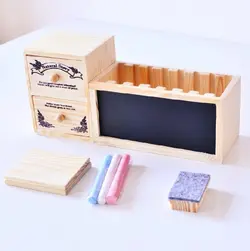 جامدادی چوبی کشودار رومیزی به همراه تخته سیاه و گچ