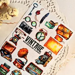ست استیکر وینتیج وسایل آنتیک و قدیمی - برچسب وینتیج