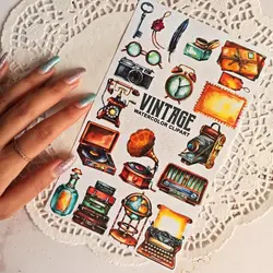 ست استیکر وینتیج وسایل آنتیک و قدیمی - برچسب وینتیج