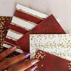 ست کاغذ طرح زرشکی و طلایی