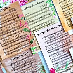 کاغذ تم ساز موسیقی کریسمس | پک کاغذ طرح دار موسیقی کریسمس