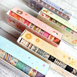 چسب واشی 10 عددی فانتزی | پک چسب طرح دار رنگی رنگی