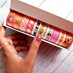 چسب واشی 10 عددی فانتزی | پک چسب طرح دار رنگی رنگی