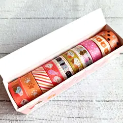 چسب واشی 10 عددی فانتزی | پک چسب طرح دار رنگی رنگی