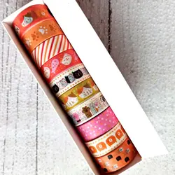 چسب واشی 10 عددی فانتزی | پک چسب طرح دار رنگی رنگی