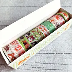 چسب واشی 10 عددی فانتزی | پک چسب طرح دار رنگی رنگی