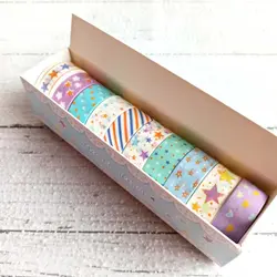 چسب واشی 10 عددی فانتزی | پک چسب طرح دار رنگی رنگی