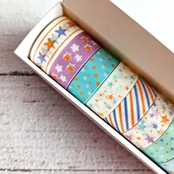 چسب واشی 10 عددی فانتزی | پک چسب طرح دار رنگی رنگی