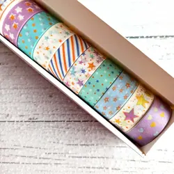 چسب واشی 10 عددی فانتزی | پک چسب طرح دار رنگی رنگی