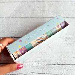 چسب واشی 10 عددی فانتزی | پک چسب طرح دار رنگی رنگی